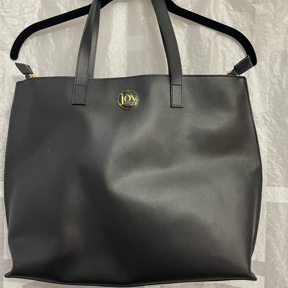 Joy Mangano Black with gold accent shoulder Tote Bag
